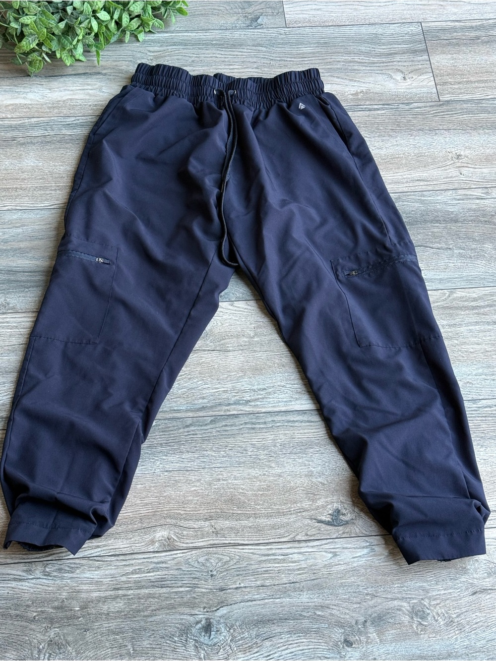 Women's Blue Relaxed Tech Joggers with Elastic Waist